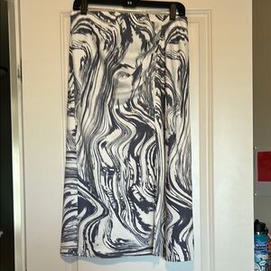 Blue and White Marble Print Skirt